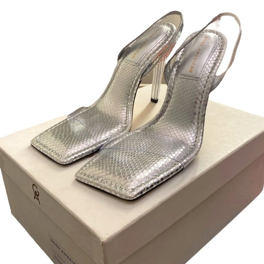 Good American CINDER-F*CKING-RELLA Silver Heels